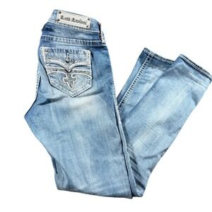 Rock Revival Jena Easy Skinny Jeans Light Wash Embroidered Sequin 29 retro denim